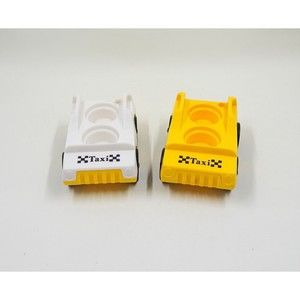 Fisher Price Little People Mainstreet Playset 2500 Taxi Cars Yellow White Pair